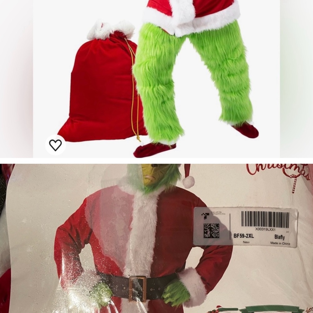 XXL Christmas Costume THE GRINCH Santa Suit Adult 8PCS Deluxe Professional NEW